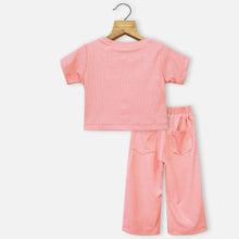 Load image into Gallery viewer, Peach Embellished Crop Top With Pant Co-Ord Set
