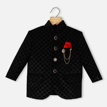 Load image into Gallery viewer, Black Checked Velvet Jodhpuri Coat With Pant
