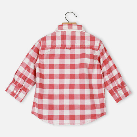 Pink Checked Cotton Full Sleeves Shirt