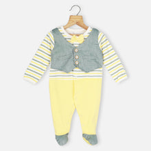 Load image into Gallery viewer, Yellow Striped Footsie With Attached Waitcoat
