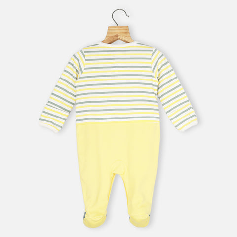 Yellow Striped Footsie With Attached Waitcoat