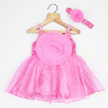 Load image into Gallery viewer, Purple Oversized Flower Party Frock With Headband
