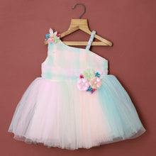 Load image into Gallery viewer, Pastel One Shoulder Glitter Net Party Frock

