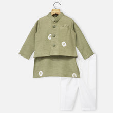 Load image into Gallery viewer, Green Shibori Nehru Jacket With Kurta &amp; Pant
