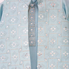 Load image into Gallery viewer, Blue Sequins Embroidered Jacket With Kurta &amp; Pant
