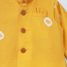 Load image into Gallery viewer, Yellow Shibori Nehru Jacket With Kurta &amp; Pant
