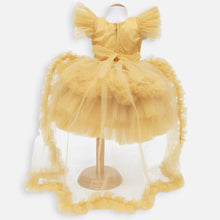 Load image into Gallery viewer, Mustard Ruffled Layered Party Dress With Detachable Tail &amp; Headband
