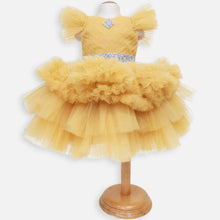 Load image into Gallery viewer, Mustard Ruffled Layered Party Dress With Detachable Tail &amp; Headband
