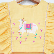 Load image into Gallery viewer, Yellow Cow Embroidered Choli With Lehenga &amp; Dupatta
