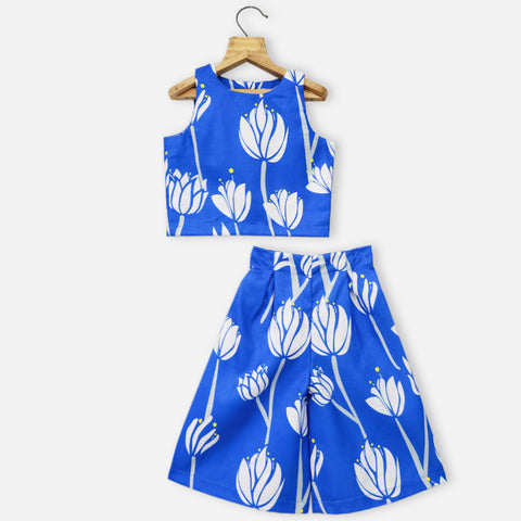 Blue Lotus Chic Crop Top With Palazzo Pant Co-Ord Set