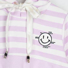 Load image into Gallery viewer, Lilac Striped Hooded Crop Top With Joggers
