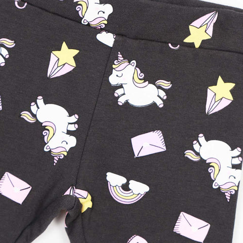 Grey Unicorn Theme Leggings