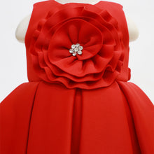 Load image into Gallery viewer, Red &amp; Purple Flower Embellished Box Pleated Dress
