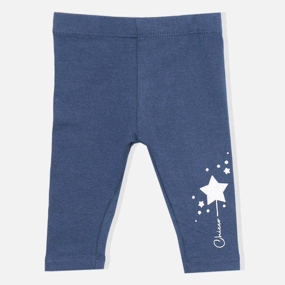 Blue Glitter Star Printed Leggings
