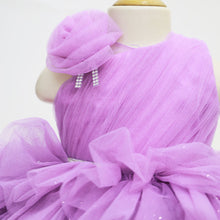 Load image into Gallery viewer, Purple &amp; Pink Layered Net Party Dress With Detachable Tail &amp; Headband
