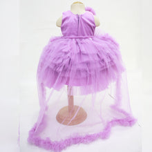 Load image into Gallery viewer, Purple &amp; Pink Layered Net Party Dress With Detachable Tail &amp; Headband
