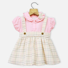 Load image into Gallery viewer, Pink Checked Printed Short Sleeves Dress
