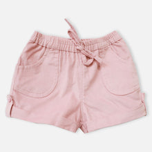 Load image into Gallery viewer, White Striped Printed T-Shirt With Pink Corduroy Shorts
