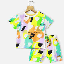 Load image into Gallery viewer, Abstract Theme Half Sleeves T-Shirt With Shorts Co-Ord Set
