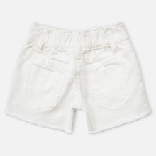 Load image into Gallery viewer, White Brooch Embellished Raw Hem Shorts
