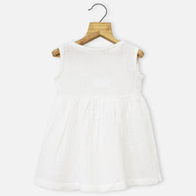 Load image into Gallery viewer, White Sleeveless Muslin Cotton Frock
