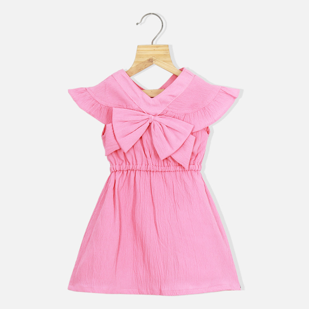 Pink Front Bow A-Line Dress