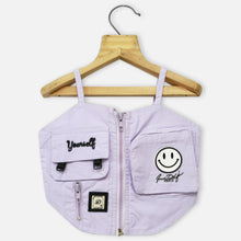 Load image into Gallery viewer, Lavender Sleeveless Zip Front Crop Top
