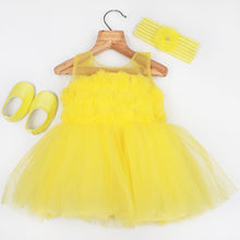 Load image into Gallery viewer, Pink &amp; Yellow Sleeveless Party Dress With Booties &amp; Headband
