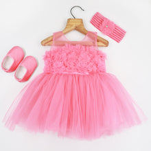 Load image into Gallery viewer, Pink &amp; Yellow Sleeveless Party Dress With Booties &amp; Headband
