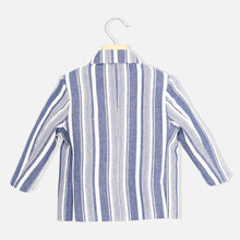 Load image into Gallery viewer, Blue Striped Blazer With White Half Sleeves T-Shirt
