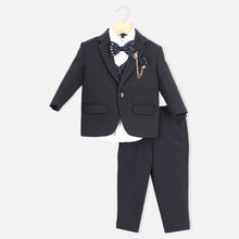 Load image into Gallery viewer, Navy Blue Waistcoat Set With White Shirt And Pant
