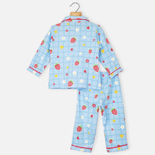 Load image into Gallery viewer, Blue &amp; Pink Checked Printed Full Sleeves Night Suit
