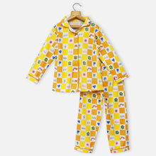 Load image into Gallery viewer, Yellow &amp; Blue Checked Printed Full Sleeves Night Suit
