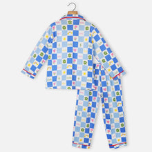 Load image into Gallery viewer, Yellow &amp; Blue Checked Printed Full Sleeves Night Suit
