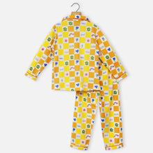 Load image into Gallery viewer, Yellow &amp; Blue Checked Printed Full Sleeves Night Suit
