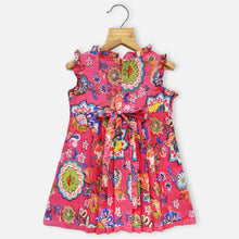 Load image into Gallery viewer, Floral Sequins Embellished Smocked Yoke Dress- Pink &amp; Blue
