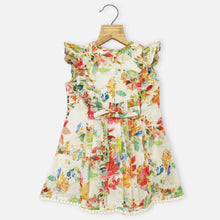 Load image into Gallery viewer, Beige Floral Printed Sleeveless Dress
