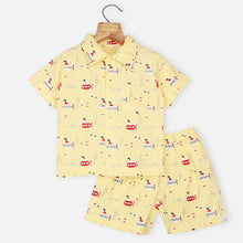 Load image into Gallery viewer, Yellow Half Sleeves Shirt With Shorts Co-Ord Set
