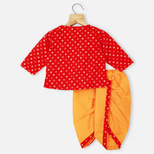 Load image into Gallery viewer, Red Bandhani Kurta With Orange Dhoti Jamna Set
