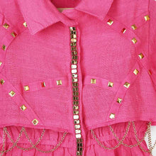 Load image into Gallery viewer, Embellished A-Line Dress-Pink, Black &amp; Blue
