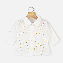 Load image into Gallery viewer, White Embellished Collar Neck Top
