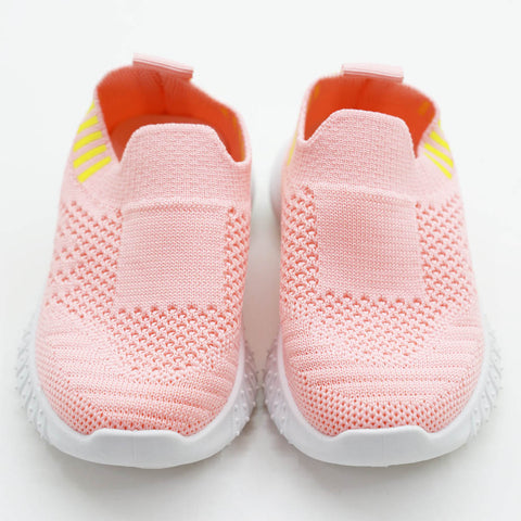 Pink Mesh Stretchable Slip-On Sneakers