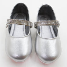 Load image into Gallery viewer, Embellished Ballerina With Velcro Strap- Rose Gold &amp; Silver
