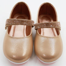 Load image into Gallery viewer, Embellished Ballerina With Velcro Strap- Rose Gold &amp; Silver
