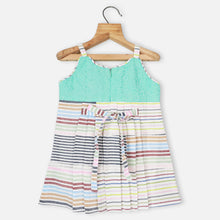 Load image into Gallery viewer, Pink &amp; Blue Cotton Pleated Sleeveless Dress
