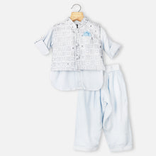 Load image into Gallery viewer, Blue Embroidered Nehru Jacket With Pajama
