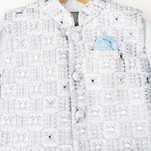 Load image into Gallery viewer, Blue Embroidered Nehru Jacket With Pajama
