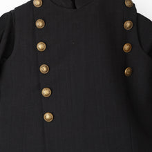 Load image into Gallery viewer, White &amp; Black Asymmetrical Jacket With Kurta &amp; Pajama
