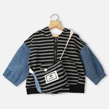 Load image into Gallery viewer, Black Striped Zip-Up Hoodies
