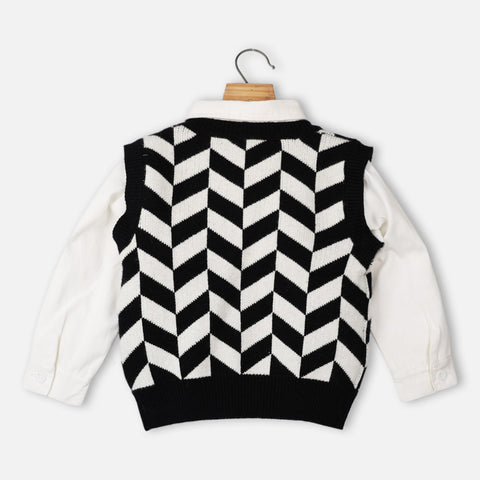 Black & White Full Sleeves Sweater